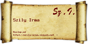 Szily Irma névjegykártya